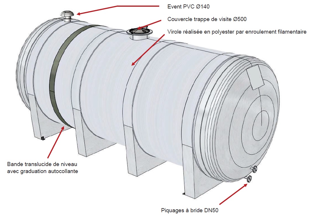 Cuve de stockage engrais liquide horizontale Rousseau 